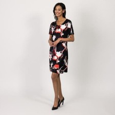 Kleid schwarz 50 52 FASHION NEWS Damen Wendekleid Blumenprint UVP: 79€ S38
