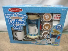 Melissa  Doug Brew  Serve Wooden Pretend Coffee Play Set 12 Pieces New Toy