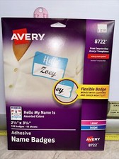 Avery Flexible Adhesive Name Badge Labels 3 3/8 x 2 1/3 Assorted 120/PK 8722