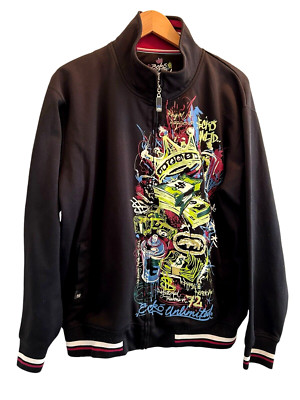 Y2K Ecko Unltd Actual Factual Mens XL Jacket Zipper Graffiti Print Marc Ecko
