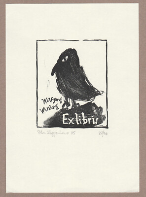 Exlibris - PETRA SCHUPPENHAUER - For Wolfgang Wissing - Signed - 2005 - X1 -Bird