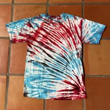 Vtg GILDAN ULTRA COTTON Mens MEDIUM Red White & Blue TIE-DYE Patriotic T-Shirt