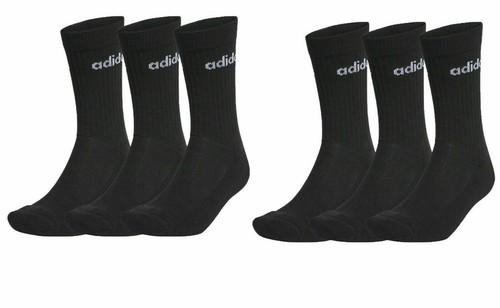 Adidas 6 Pack boys girls juniors crew Logo Socks Black UK size 3 - 6 EU 37-39 - Picture 4 of 6