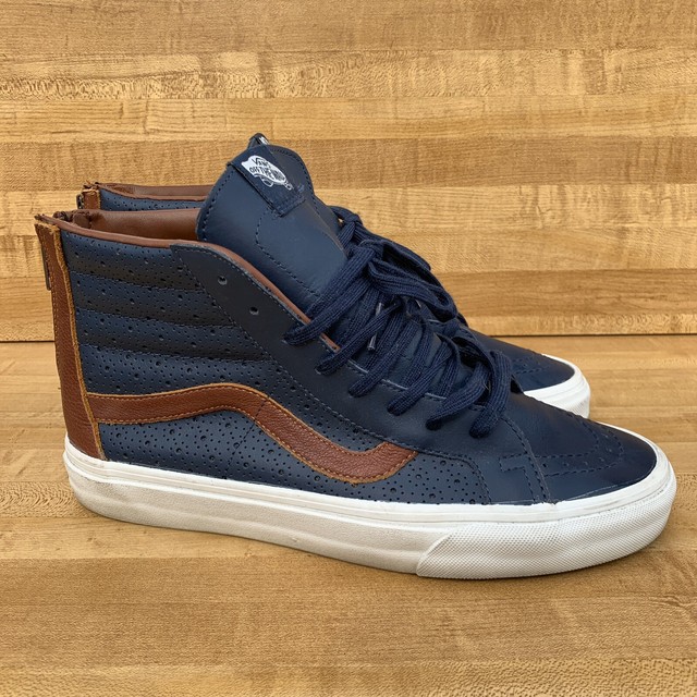 vans blue and brown leather