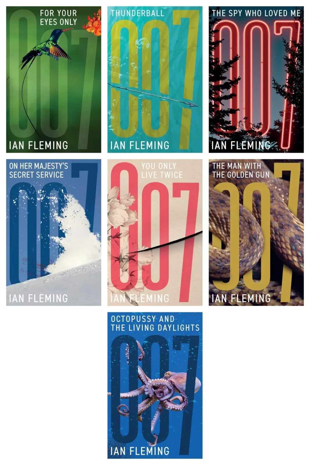 Ian Fleming James Bond Collection 7 Books Set (For Your Eyes Only, Thunderball)