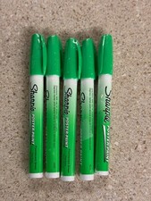 Lot of 5 Sharpie Water-Based Poster Paint Marker Fine Point Fluorescent Green