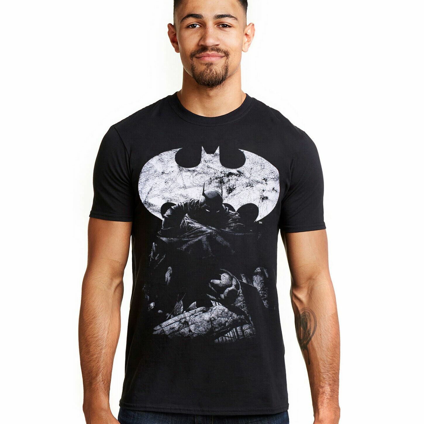 Official DC Comics Mens Batman Dark Knight T-shirt Black S-2XL