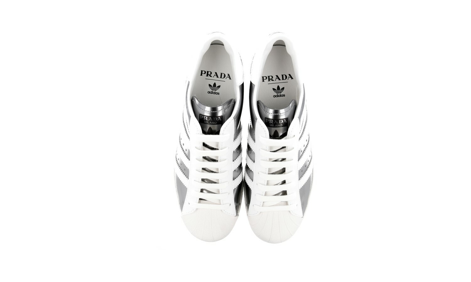 PRADA x ADIDAS Limited Edition Superstar Trainers 2EG321 White/Silver image 10