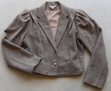 VINTAGE Women's Suit Jacket Blazer Tweed Wool-Blend Elegant Light Academia 9