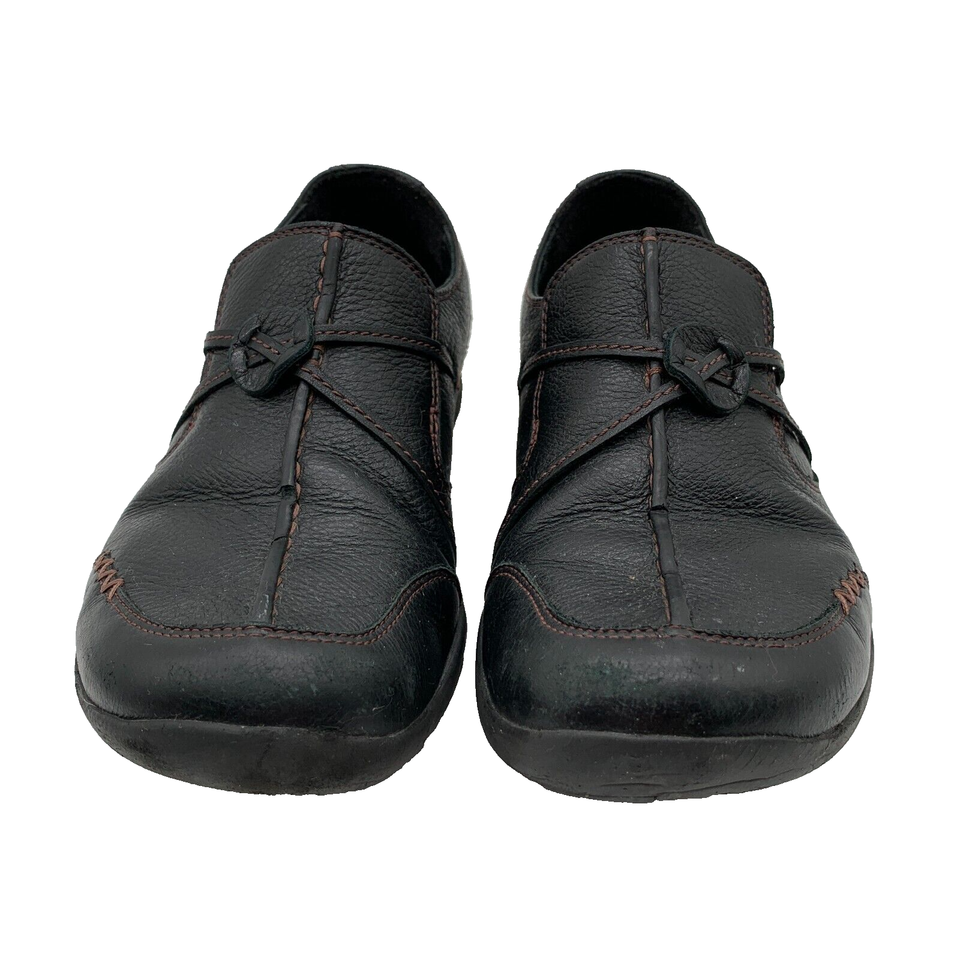 Clarks Unstructured 8.5 Wide Shoes Womens Wave Slip On Loafers Black