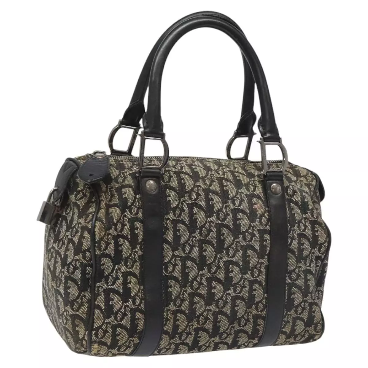Sac à main Christian Dior trotteur toile marine argent authentique 115137