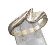 925 Sterling Silver Vintage Fluted Wave Curved Band Ring Sz 9 RG24766