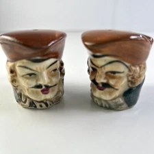 Vintage Toby Jug Salt & Pepper Shakers Hand Painted Made in Japan w/ Corks