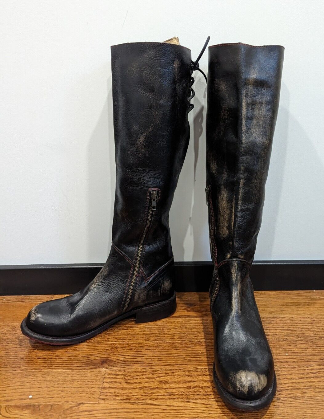 Bed Stu Cobbler Series Distressed Leather Black Knee… Gem