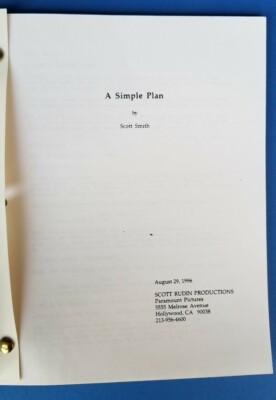 A SIMPLE PLAN original script SAM RAIMI BILLY BOB THORNTON 1998 PAXTON ...