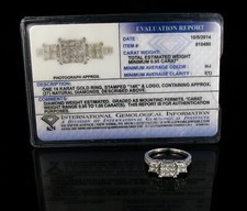 ZALES PRINCESS IGI NATURAL 1.0ctw DIAMOND 14K GOLD INVISIBLE SET ENGAGEMENT RING