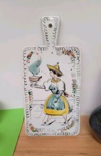 1950s Vintage Italian Pottery Chopping Board, Handmade Hand painted 