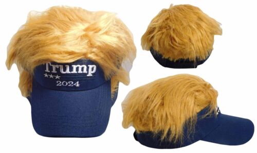 Trump 2024 3 Stars Navy Blue Hair Adjustable Embroidered Baseball Cap Hat