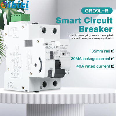 Interruttore Differenziale Smart Con WiFi GRD9L-W - 2P 63A 30mA, Controllo Da App, Modalità Auto/Manuale, Per Casa Intelligente