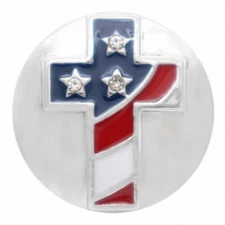 Snap Jewelry Cross USA Patriotic Enamel 18-20mm Fits Ginger Charms Accessories