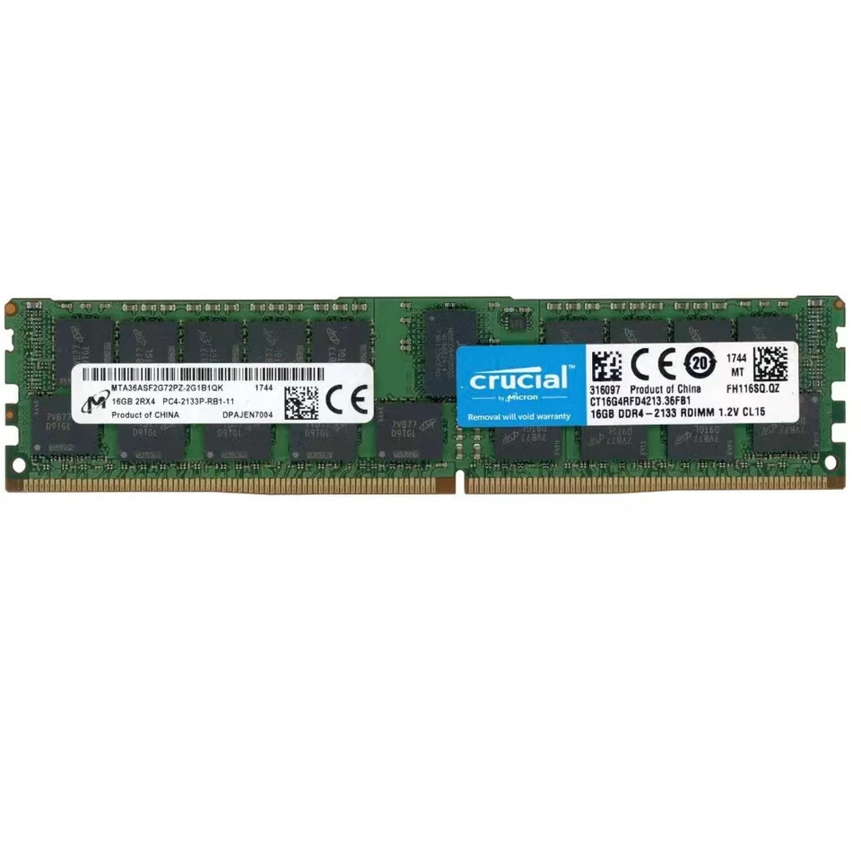 Crucial 128GB 8X16GB 2133MHz DDR4 PC4-17000 ECC Registered Memory CT16G4RFD4213 - Image 2 of 4