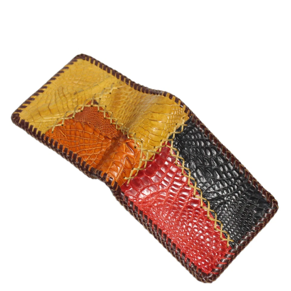 100% Genuine Crocodile  Skin Leather Man Bifold Wallet Multicolor - Image 3 of 4