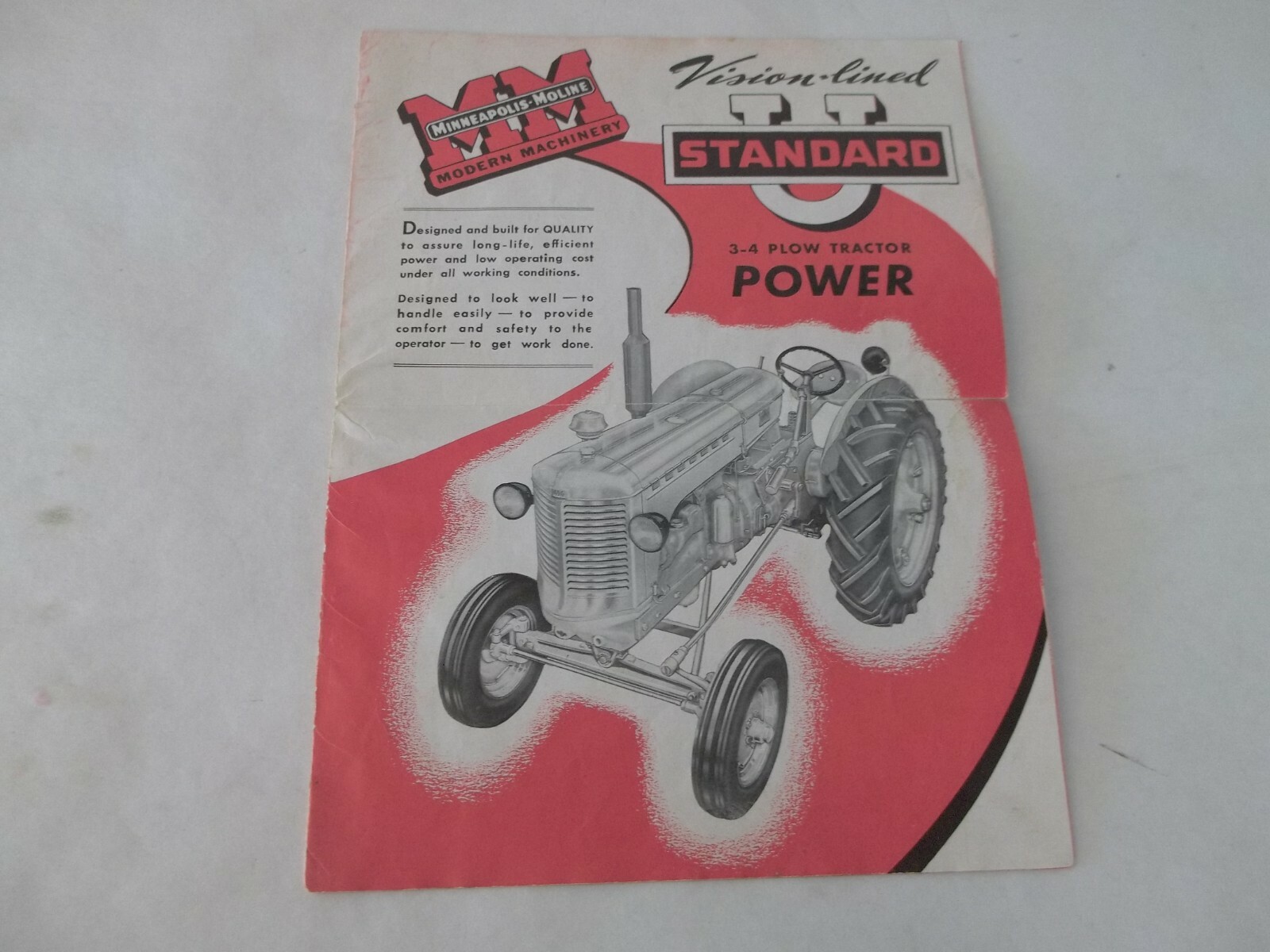 Minneapolis Moline The Vision Lined Standard U Plow Tractor Sales 