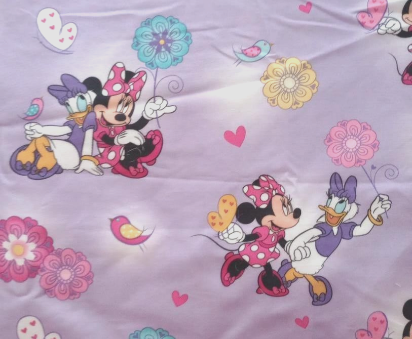 Disney minnie mouse fun fabric silky length piece 16 by 12 1/2 inch  purple