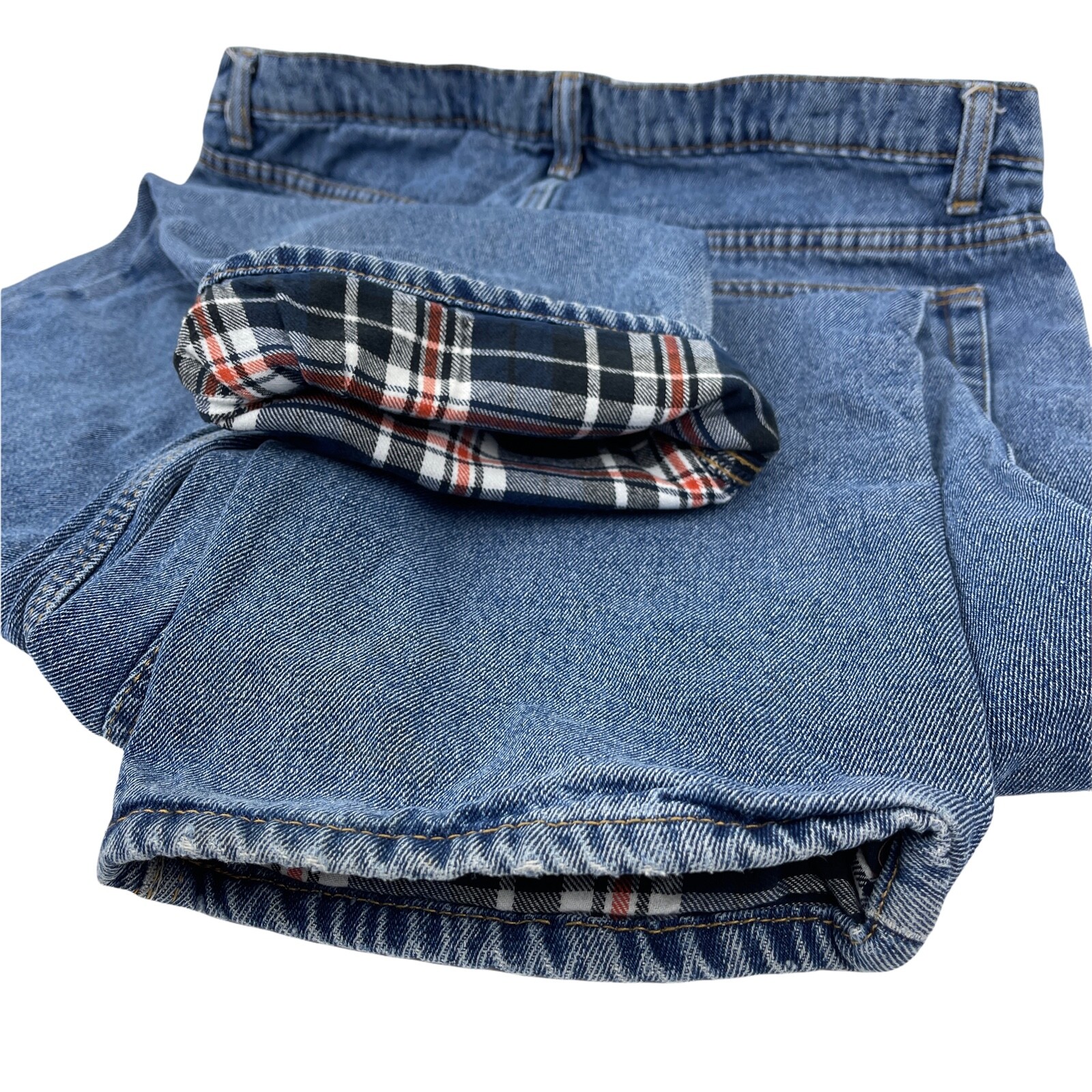 RK Brand Warm Plaid Blanket Lined Jeans Size 40X30 Medium Denim Wash Mens 38X30 image 4