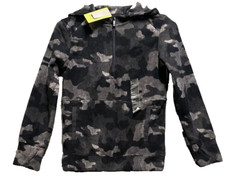 All in Motion Sweatshirt Boys Medium 8/10 Black Gray Camo 1/4 Zip Fleece Hoodie