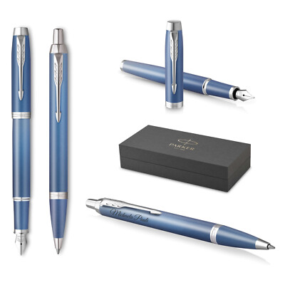 PARKER Füllfederhalter + KugeIschreiber IM Rituals Blue CT mit Gravur und Etui