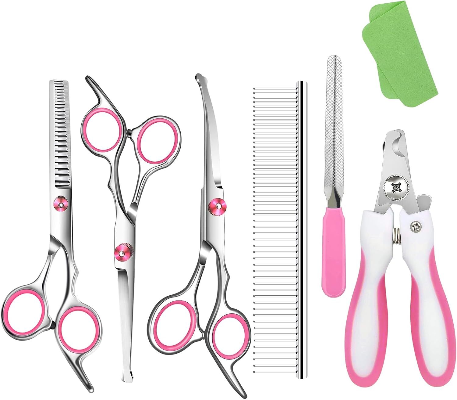 Blue/Pink Dog Grooming Scissors with Safety Round Tip,Pet Grooming scissors Kit
