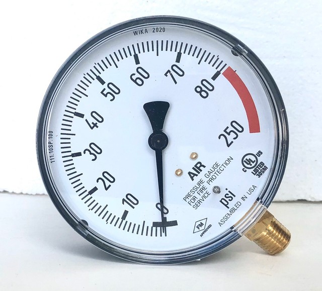 3.5" Dial 080250 psi Fire Protection Sprinkler Service Air Gauge with