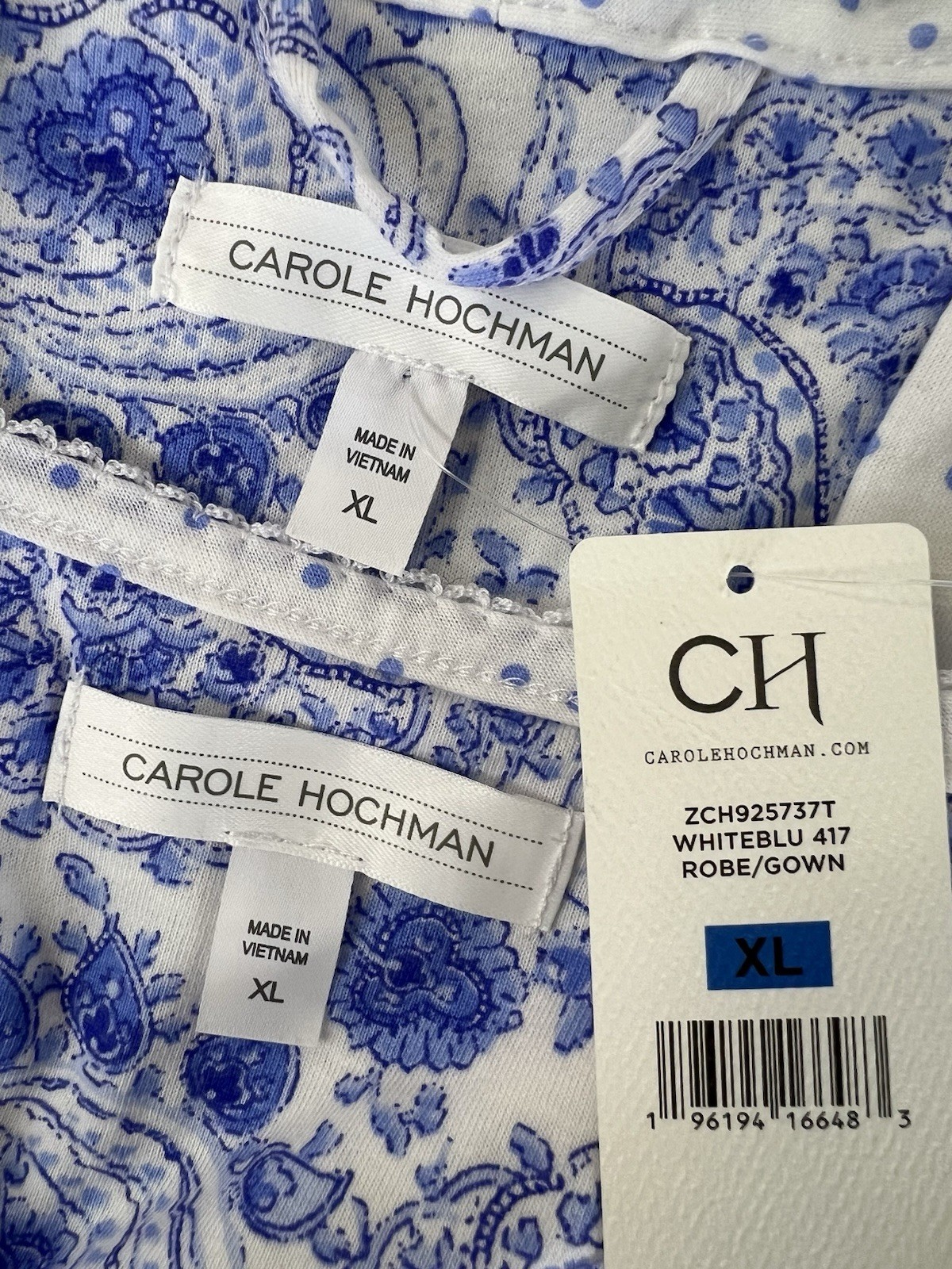 Carole Hochman 2 piece Robe & Gown Set Sz XL Floral Polka Dot Cottage Core New