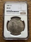 Morgan Silver Dollar NGC MS62 1889