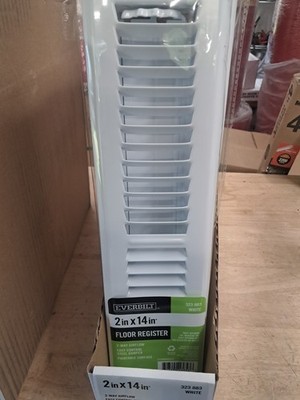 Everbilt 2 in. X 14 in. 2-Way Steel Floor Register in White Vent