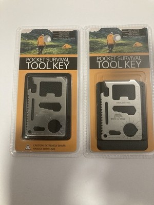 2  Pocket Survival Multi-Tool Key Stainless Steel , Bottle Opener campng hiking