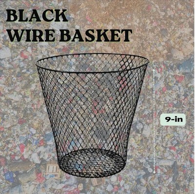Black Metal Mesh Waste Paper Basket