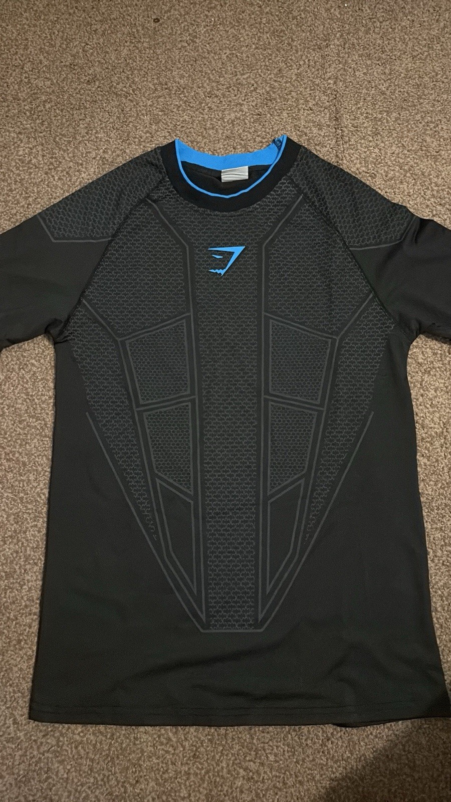 Gymshark Onyx V1 T-Shirt Black/Blue, Size Medium