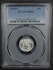 1939 S Mercury Silver Dime 10C PCGS MS 64 - Mercury Dime