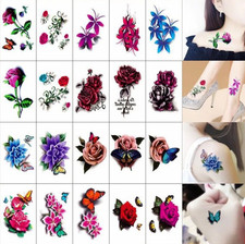 20Pcs Women Girl Temporary Tattoos Butterfly Rose Flower Love Body Stickers A20