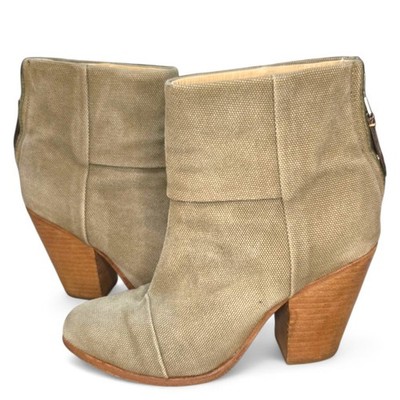 Rag & Bone Newbury Classic Canvas Back Zip Up Ankle High Heeled Boots SZ 7