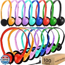 Wensdo 100 Pack Bulk Headphones for Classroom School Kids, Wholes