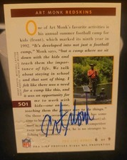 Art Monk Cards, Rookie Card and Autographed Memorabilia Guide 8