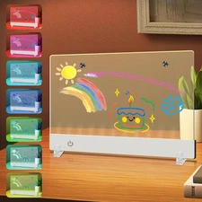 LED Note Board with 7 Colors, Light Up Acrylic Dry Erase Board with Stand, 13...