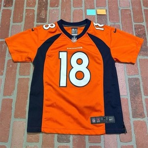 Denver Broncos Jersey Mens M Orange Logo #18 Peyton Manning On Field NFL Nike