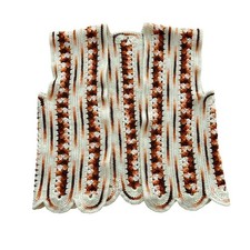 Crochet Sweater Vest Hippie Retro Grannycore Scallop Edge Oversized Handmade