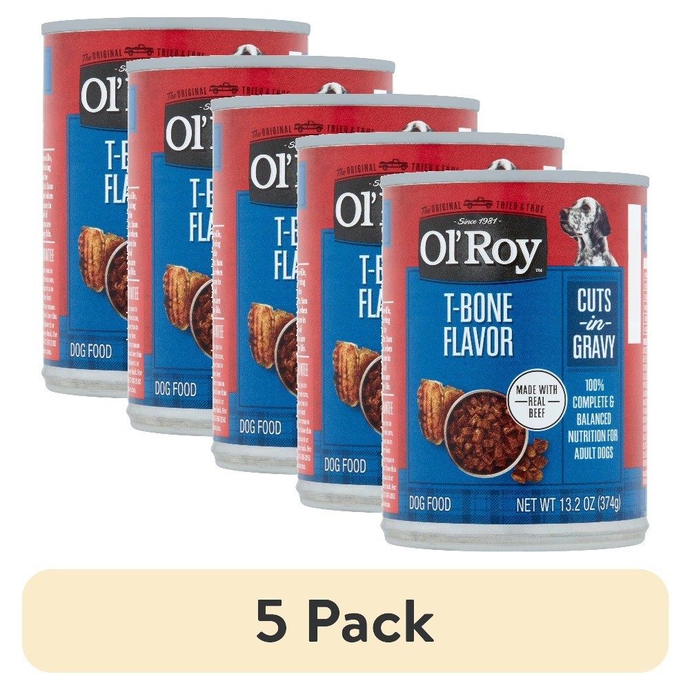 T-Bone Flavor Cuts in Gravy Wet Dog Food, 13.2 oz Can (5 Pack)