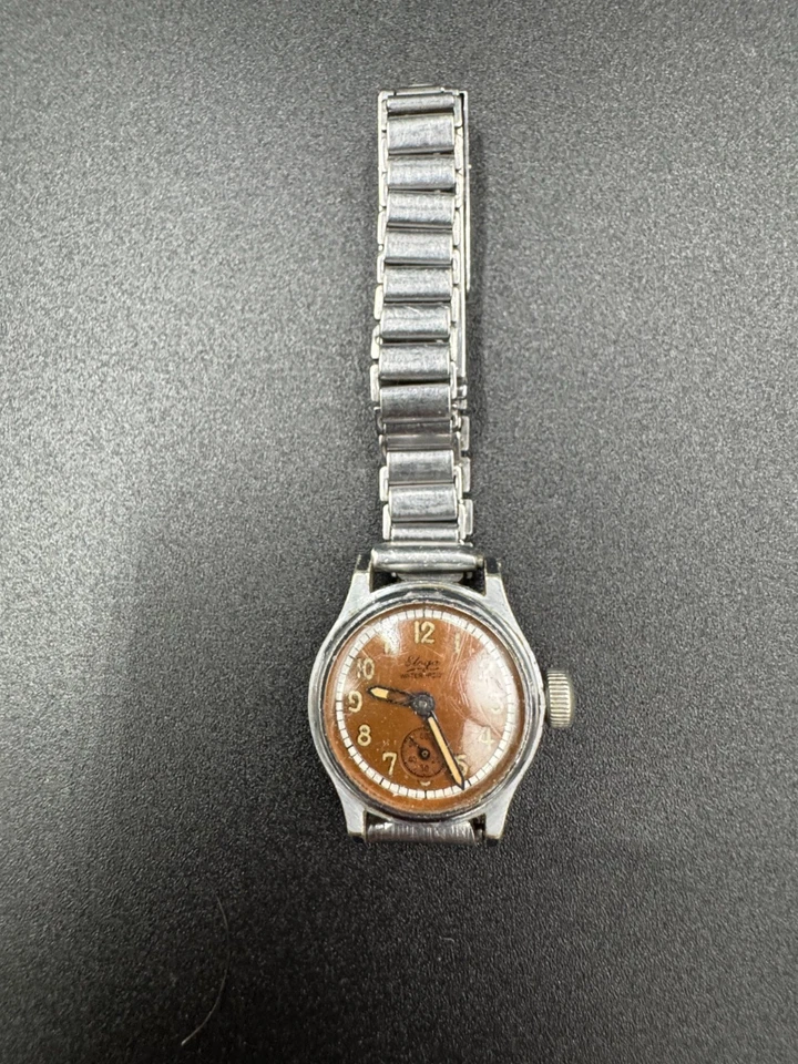 Reloj suizo vintage impermeable Eloga AS 964 15 joyas cuerda manual esfera de cobre en muy buena condición Foto 3 de 4