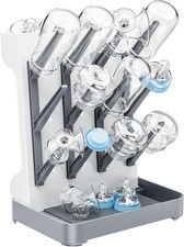 Space-Saving Baby Bottle Drying Rack - Vertical Organizer for Kitchen Gray 